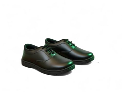 Image of Black School Shoes, Lace-Up Formal Footwear with PVC Sole, Unisex