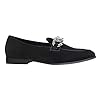 Men’s Black Velvet Loafers with Silver Diamond Chain Buckle Wedding Party Dress Shoes [U68083-78-NOIR-10UK] #2