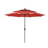 PHI VILLA Sonnenschirm Balkon Groß 300cm Balkonschirm Garten Terrasse Gartenschirm mit Kurbel UV Schutz Parasol Windfest,Orangerot