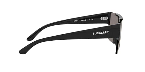 BURBERRY BE 4291 3001/G Black Plastic Rectangle Sunglasses Gold Mirror Lens, Black, 38-138-140