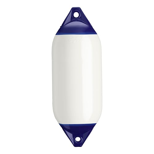 Polyform F-Series Boat Fender F-5 Standard Blue Ropehold - White
