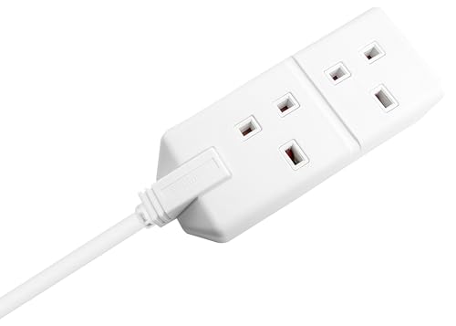 Masterplug Two Socket Double Extension Lead, 4 Metre Cable, Unswitched, Heavy Duty, Rewireable, 2-Way Plug Extension Cable, Work Power, Permaplug, White, 13A, 2G, 4m, EXS1324W