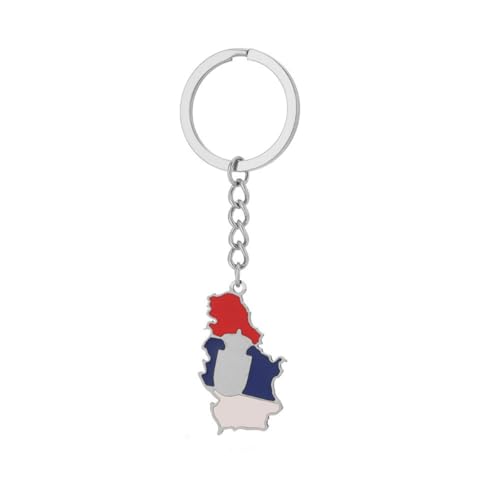 LUTAKU Porte-clés national serbe – Pendentif aigle et carte en acier inoxydable pour sacs et clés pour homme et femme, Silver01., taille unique