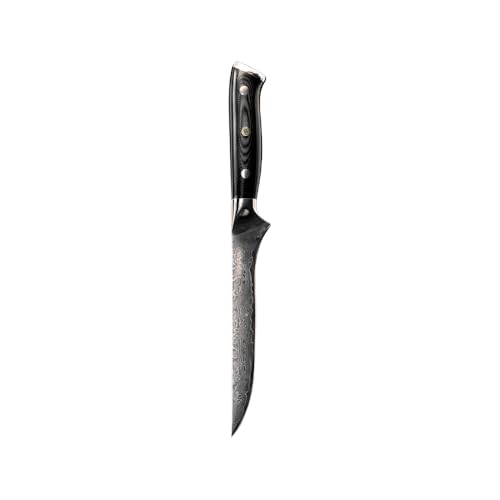 Damaso Filetiermesser, Filetiermesser Fisch aus 67 Lagen Damaststahl, Ausbeinmesser, Filetiermesser scharf Fisch