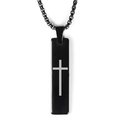 Image of Mesmerize Spiritual Mini Tag Stainless Steel Necklaces for Men | Locket and Pendant Necklace for Men and Guys | Necklace with Chain in Black and Silver | 6-Month Warranty.