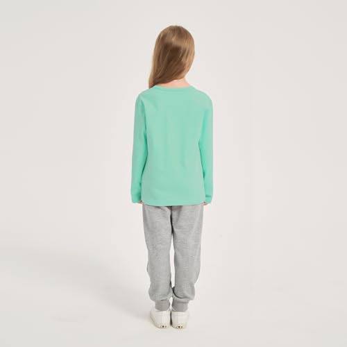 Girls/Toddlers Long Sleeve Shirts Kids Crewneck Soft Cotton Fall Tops Girls' Basic Long Sleeve Tee(2-14Years)4