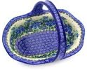 Polmedia Polish Pottery Basket with Handle UNIKAT - Morning Glory Pattern Handmade in Boleslawiec Poland by Ceramika Artystyczna + Certificate of Authenticity