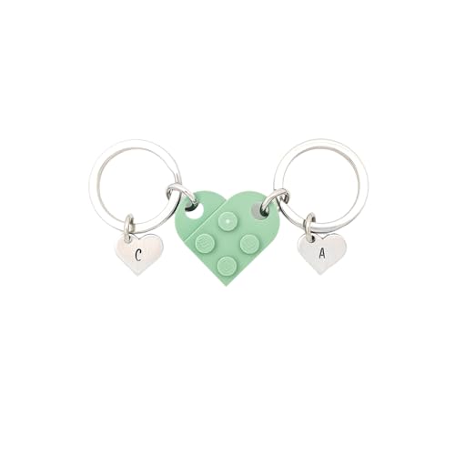 Personalized Heart Keychain Set (Set of 2) - Couples Keychain