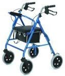 Roma Lightweight 4 Wheeled Walker/Rollator with 8" wheels - Blue