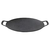 Zerodeko Parrilla de Hierro Fundido para Barbacoa, Sartén para Parrilla de Gas y Cocina de Camping, Bandeja Redonda Resistente para Asar Carne y Verduras, Accesorio Multiuso para Cocina