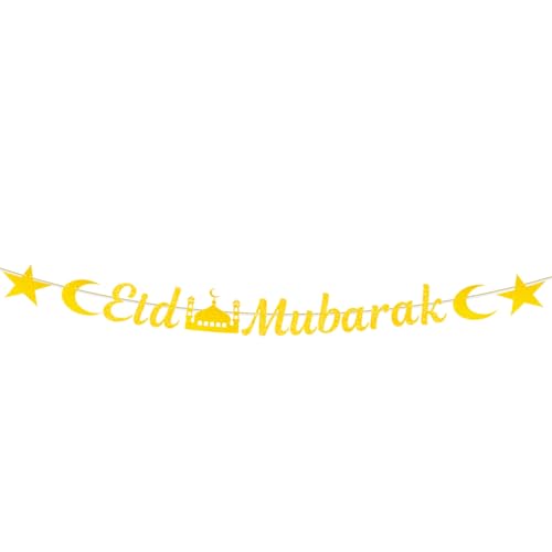 Eid Mubarak Banner Gold Glitzerndes Banner für Party Dekorationen Supplie Eid Mubarak Decoration Party Dekoration Zubehör