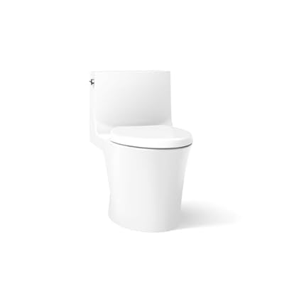 KOHLER Veil One-Piece Skirted Toilet, Dual Flush, Elongated Bowl, Skirted Trapway, White, Hidden Cord Option, Conceals Bidet Seat Cords, K-1381-HC-0