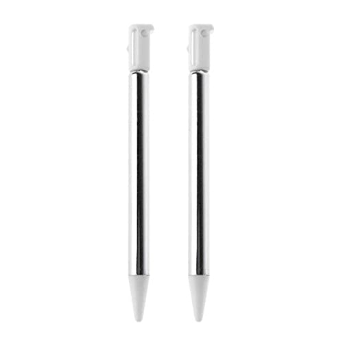 Gamer Gear 3DS Stylus - Penna touch screen retrattile bianca, confezione da 2 penne a doppia funzione, punta fine estensibile per controllare i videogiochi