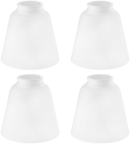Eidonta 4-Pack White Frosted Glass Shade Replacements – Bell Shape, 4.92" H X 4.72" Dia, 1.65" Fitter, For Ceiling Fans, Pendants, Vanities & Sconces