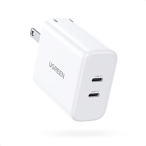 UGREEN 40W USB C Wall Charger - Dual Port USB C Charger Block with Foldable Plug, PD USB-C Power Adapter, Compatible with iPhone 13/12/11/Pro Max, iPad Mini/Pro, Galaxy S22/S21