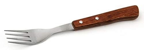 NIROSTA Tenedor acero inoxidable con mango madera packawood 20x2,5x1cm color inox y marrón, 1ud