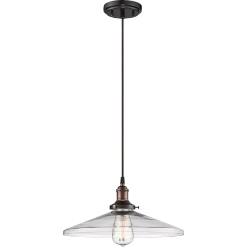 Image of Nuvo Lighting 60 /5508 Vintage Incandescent One Light Pendant Angled Clear Glass Rustic Bronze