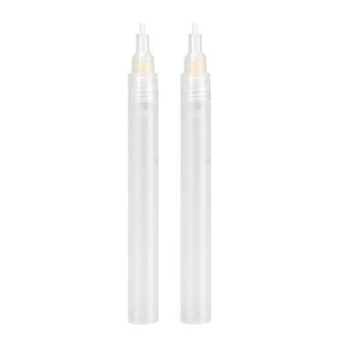 FULIBAO Refillable Paint Markers 2 Pcs/Pack 3mm Fine Tips - Clear Watercolor Brush Pens for Acrylic Permanent Paint Empty Markers for Watercolor Painting, Doodling, and DIY Art