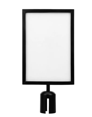 Iejiacl 2/6pcs Vertical Stanchion Sign Holder Portrait Frame Isolation Column Poster Display Crowd Control Queue Barrier(Black,2pcs)