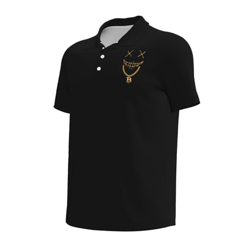 Mask Bitcoin Chain Crypto Money Coin Blockchain Polo Shirts for Men, Mens Golf Shirt Quick-Dry Short Sleeve Casual - Image 3