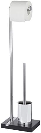 Wenko 204601000 Toilet Brush / Toilet Roll Stand 20 x 74 x 15 cm Polyresin / Chrome Noble Black