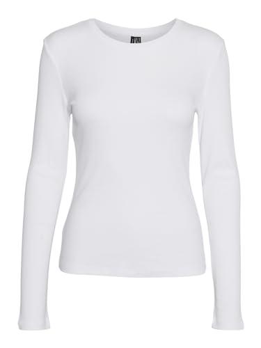 VERO MODA Damen Vmroma Ls Slim Top JRS Noos, Bright White, M