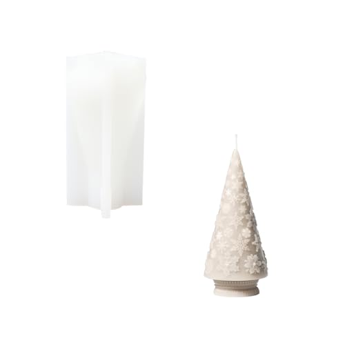 BOOWAN NICOLE Snowflake Christmas Tree Candle Silicone Mold for Candle Making, Candle Silicone Mould for Handmade DIY Home Decoration Gift for Christmas (LZ0777)