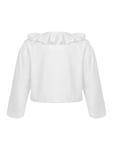 easyforever Girls Long Sleeve Ruffle Lace Floral Knit Bolero Shrug Kid Short Cardigan One Button Sweater Dress Cover up2