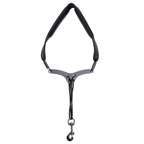 Gavigain Saxophone Strap Neck Support Adjustable, Soft PU Leather, Breathable, Ergonomic Comfort for Alto, Tenor, Bass Saxophone and Clarinet Players (Black)