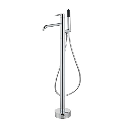 Robinet mitigeur bain douche îlot laiton noir brossé sur pied eau chaude froide salle de bain