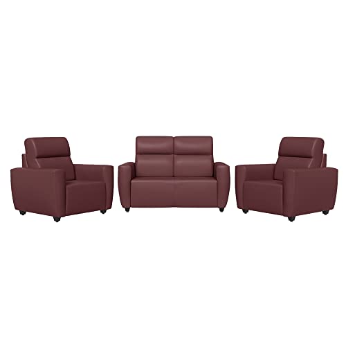 Image of Wakefit Sofa Set | 3 Year Warranty | Sofa 4 Seater, 4 Seater Sofa for Living Room, Wooden Sofa Set, Sofa Set 2+1+1 Seater - Belize(Romance : Sangria)
