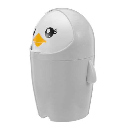 DOITOOL Mini Cestino da Tavolo a Forma di Pinguino con Coperchio a Ribalta Cestino della Spazzatura da Scrivania Piccolo e Stabile per Ufficio Bagno e Camera da Letto Organizer per
