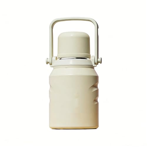 Image of 800 /1200 /1500ml Large Capacity 316 Stainless Steel 3-in-1 Lid Vacuum Insulated Handheld Water Bottle Portable Leak-Proof for Office Sports Outdoor as New Year /Valentines Gifts for Family Friends