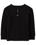 The Children's Place baby boys And Toddler Boy Long Sleeve Thermal Henley Top Shirt, Black, 18-24 Months US