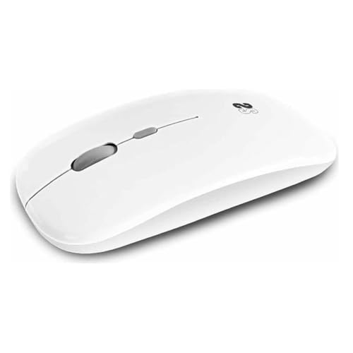 SUBBLIM Ratón Óptico Inalámbrico 2.4G Bluetooth, Dual Flat para PC, Portátil, Mac, MacBook, con 4 Botones, Rueda de Desplazamiento, Ultradelgado y Ergonómico, Silencioso, 1600 dpi, Ambidiestro, Blanco