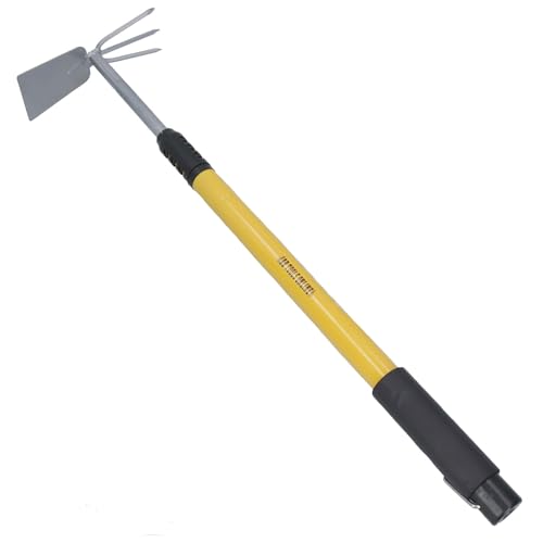 AB Tools-Green Blade Telescopic Extending Garden Cultivator Weeder 62-90cm Double Head Hoe Fork