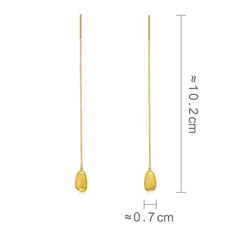 Chow Sang Sang G* Collection 999 24K Solid Gold Beads Asymmetrical Dangle Earring For Women 93239E #TOP3