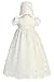 Baby Girl Long White Embroidered Satin Ribbon Tulle Christening Dress with Hat