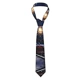 Oudrspo Invierno Navidad Nieve Noche Ferrocarril Imagen Corbata de hombre Seda Buen sentido vertical Adecuado para reuniones de negocios diarias