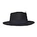 Punctualgood Wool Felt Fedora Hats for Women Men, Wide Brim Flat Top Hat, Jazz Hat with Feather Unisex (US, Alpha, One Size, Black)