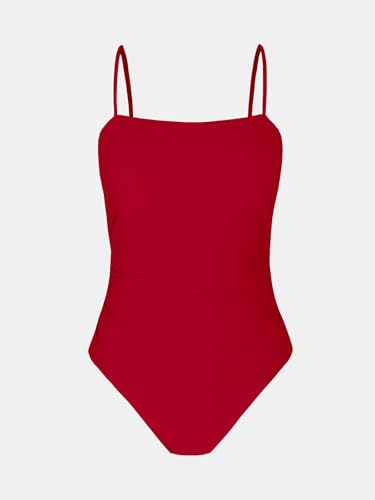 Image of CUPSHE Women Swimsuit One Piece Bathing Suit Square Neck Cutout Back Tummy Control with Adjustable Spaghetti Straps