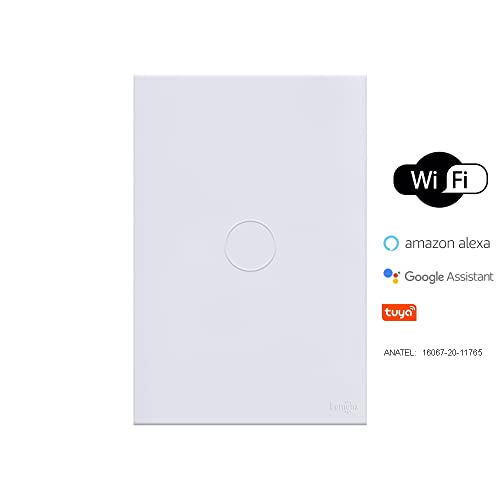 Interruptor Touch 1 Botão Glass Wifi Compatível Com Alexa Branco Lumenx