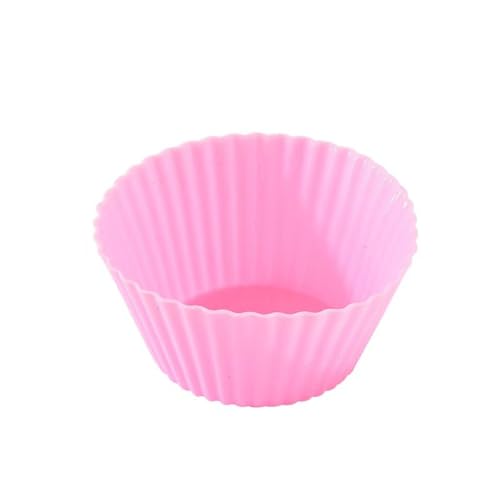 タイトル:シリコン製丸型カップケーキ型耐熱離型簡単8色セット電子レンジ対応お菓子作り (6グラムピンク5個)