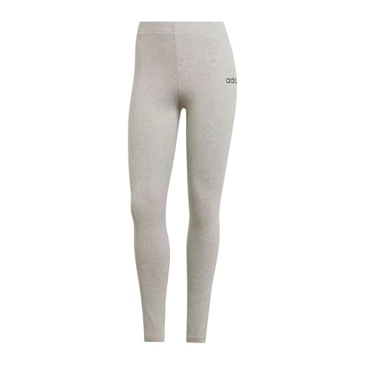 adidas Mujer Essentials Linear Cotton Leggings, Medium Grey Heather/Black, L