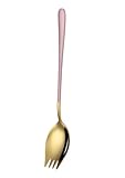 wrtgerht 2er-Set, verdickter 304-Edelstahl-Gabel, SpooOne-Körper, langstieliger Gabellöffel, WesterDual-Purpose-Löffel, Nudel-Obstsalat-Gabel. Küchengeräte (Color : Pink)