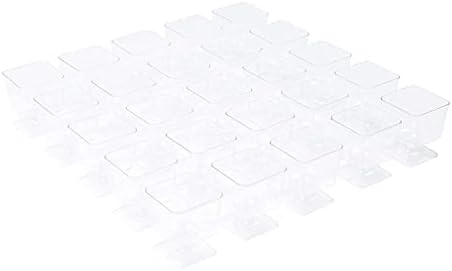 MATANA - 100 Multi-use Clear Square Plastic Mini Parfait Dessert Party Tasting Cups - 4.5cm x 4.5cm, 60ml