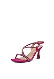 QUEEN HELENA Sandalias elegantes con tacón medio con pedrería para mujer S3002, fucsia, 37 EU