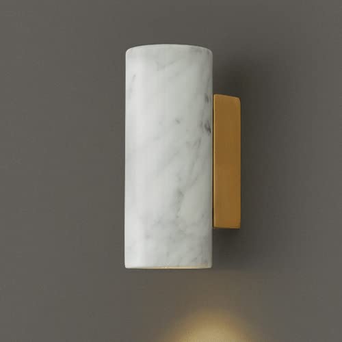 KXEcoLife Marble Wall Light Up and Down Mount Lighting, Indoor Decoration Lamp H65 Brass Sconce E27 Lighting Fixtures for Bedroom Headboard Background Staircase