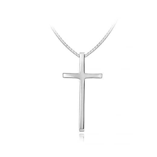Toscana silver sterling silver kors på låda kedja halsband på 46 cm/18 tum