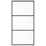 vidaXL Puerta Corredera Entrada Corrediza Deslizante Hogar Cuarto de Baño Sala de Estar Salón Habitación ESG Vidrio y Aluminio 102x205 cm Negra